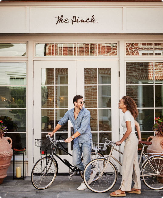 Man and woman with bicycles